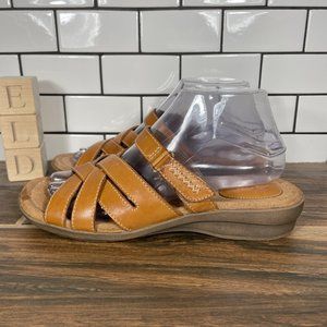 Clarks Reid Newport Women's Size 8 Shoes Cognac Leather Strappy Slide Sandal